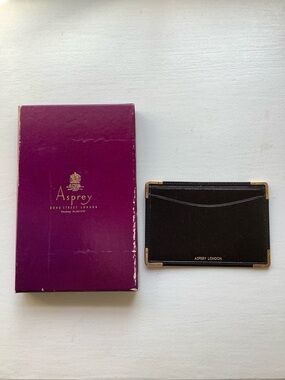 Asprey London Leather Card Case 1/10 9K CORNERS with Original Box RARE (NWOT)